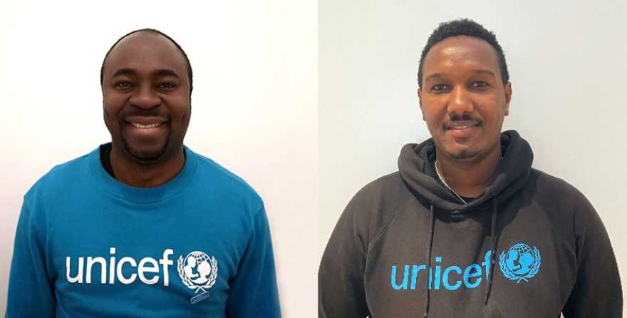 Enoch och Godefroid är teamleaders för UNICEF Sveriges värvare